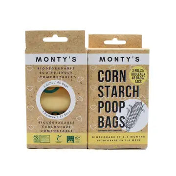 Compostable Cornstarch Poop Bags - 45 Bags (3 Roll Box)