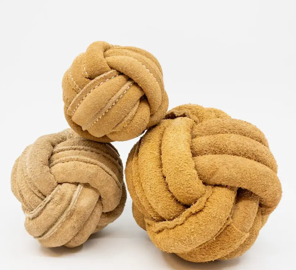 Huggle-Hide® Natural Leather Ball Dog Toy