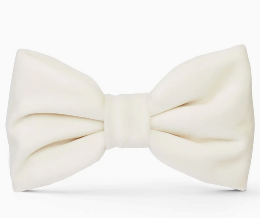 Ivory Velvet Day Dog Bow Tie