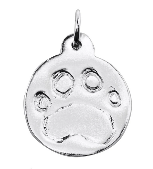 Helen Ficalora Paw Print Disk Charm with Chain (Sterling Silver)